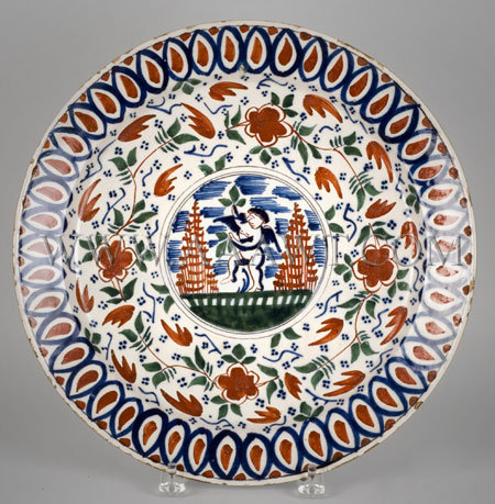 Delft Charger, Polychrome, Tin Glaze
With angel decoration
Circa 1730 to 1740, entire view
